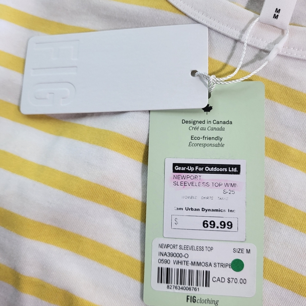 NWT Fig Newport Sleeveless Top - White & Yellow Stripped - Picture 5 of 7